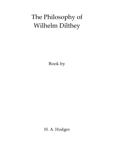 The Philosophy Of Wilhelm Dilthey