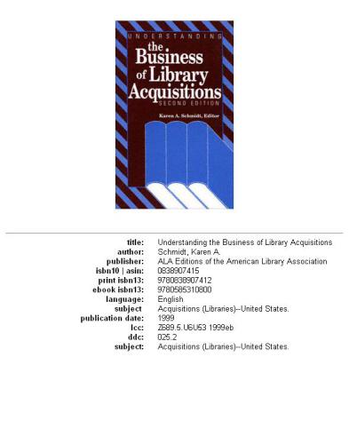 Understanding the Business of Library Acquisitions
