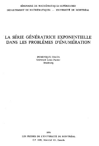 série génératrice exponentielle dans les problèmes d'énumération.