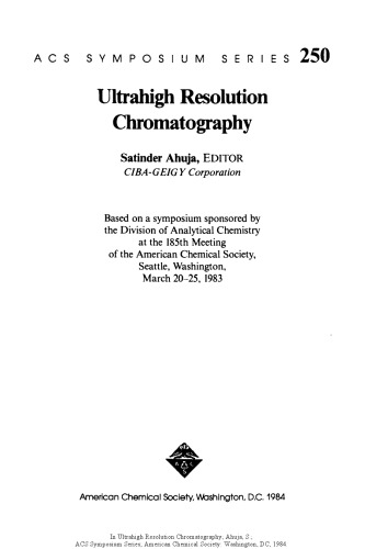 Ultrahigh resolution chromatography.