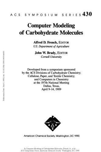 Computer modeling of carbohydrate molecules.