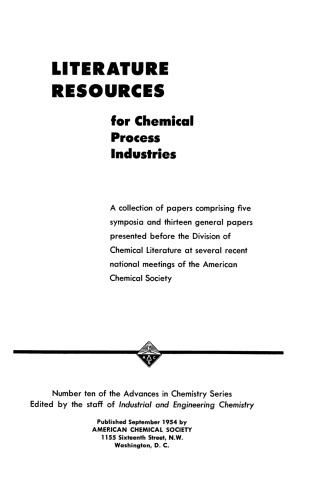 Literature Resources for Chemical Process Industries.