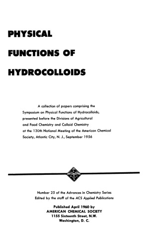 Physical Functions Of Hydrocolloids.