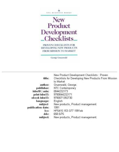 New Product Development Checklists