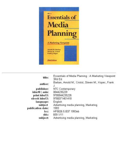 Essentials of Media Planning