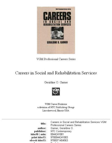 Careers in Social and Rehabilitation Services