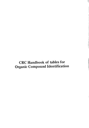 Handbook Of Tables For Organic Compound Identification