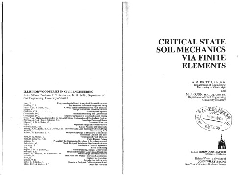 Critical State Soil Mechanics Via Finite Elements