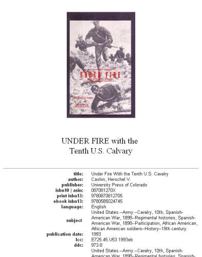Under Fire with the Tenth U.S. Cavalry