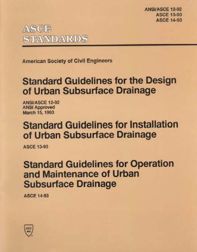 Standard Guidelines for the Design of Urban Subsurface Drainage