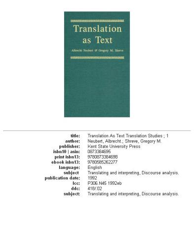 Translation as Text