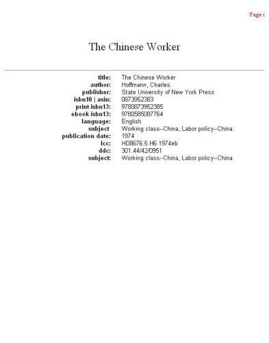 The Chinese Worker