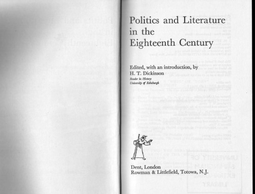 Politics and literature in the eighteenth century : with an introd.