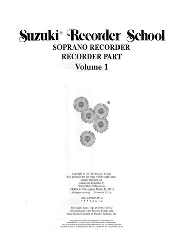 Suzuki Recorder School (Soprano Recorder), Vol 1