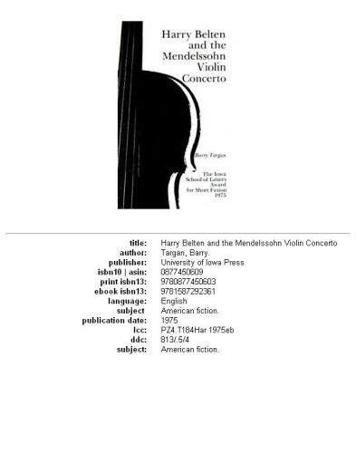 Harry Belten and the Mendelssohn Violin Concerto