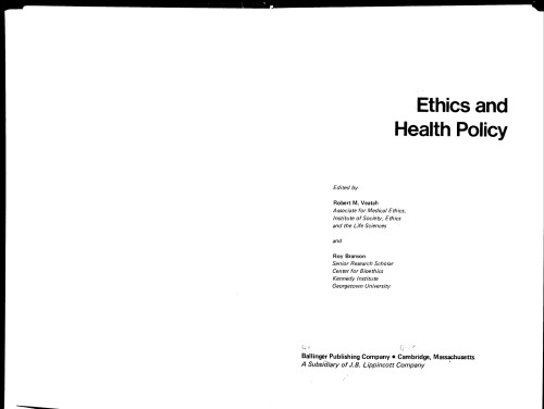 Ethics and Health Policy