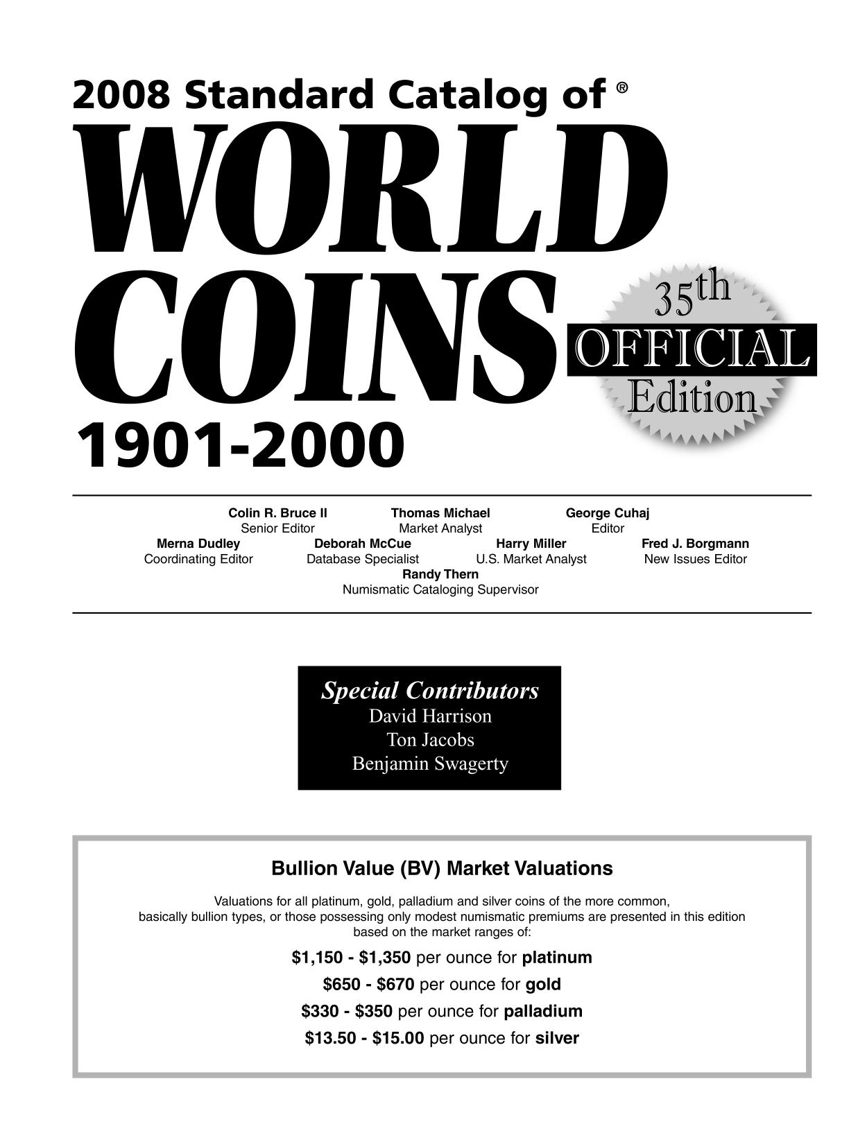 2008 Standard Catalog of World Coins 1901-2000