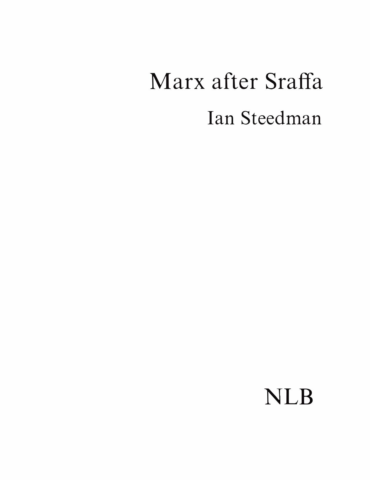 Marx After Sraffa