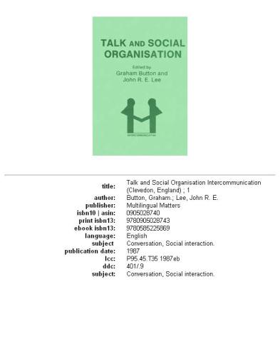 Talk And Social Organisation