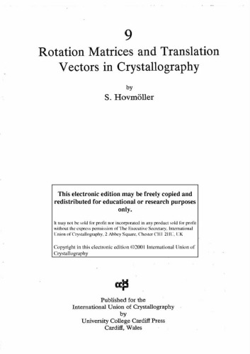 Rotation matrices and translation vectors in crystallography