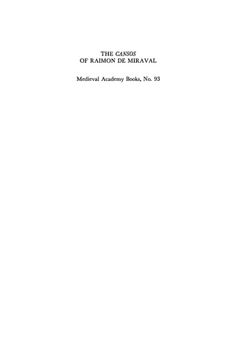 The Cansos Of Raimon De Miraval