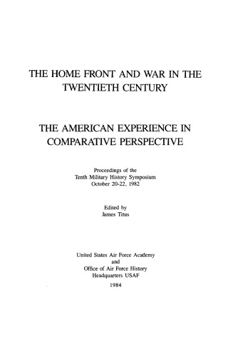 The Home Front And War In The Twentieth Century