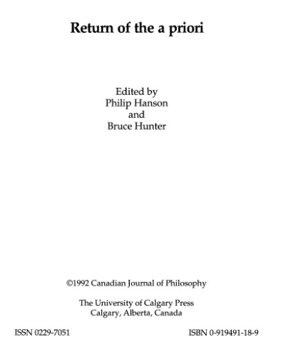 Return of the a Priori (Canadian Journal of Philosophy)