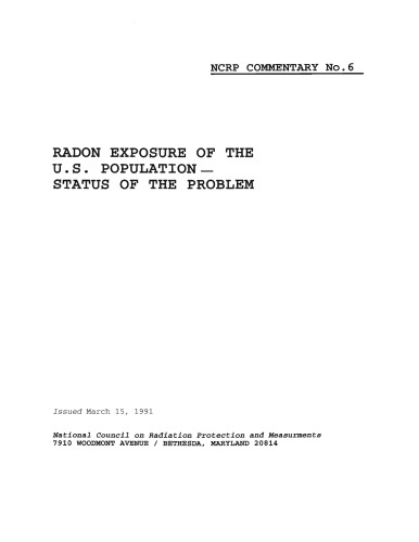 Radon Exposure of the U.S. Population-Status of the Problem (Ncrp Commentary)