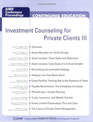 Investment Counseling for Private Clients III