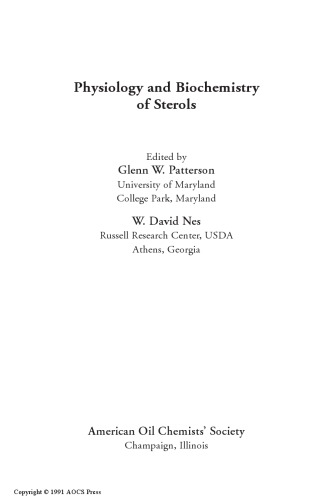 Physiology and Biochemistry of Sterols