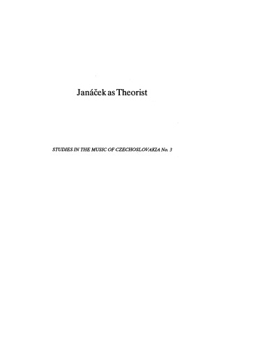 Jan�cek as Theorist