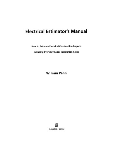 Electrical Estimator's Manual