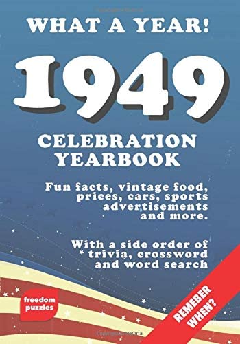 1949 Celebration Yearbook: Fun facts, vintage food, prices, cars, sports, advertisements, puzzles and more