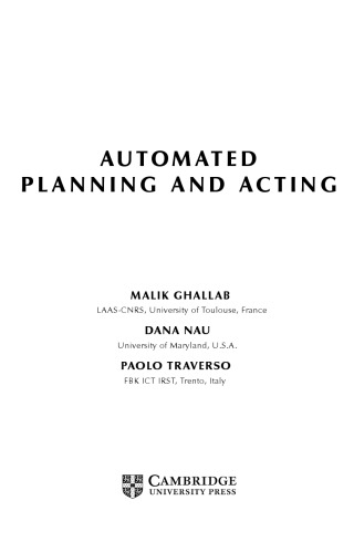 Automated Planning and Acting