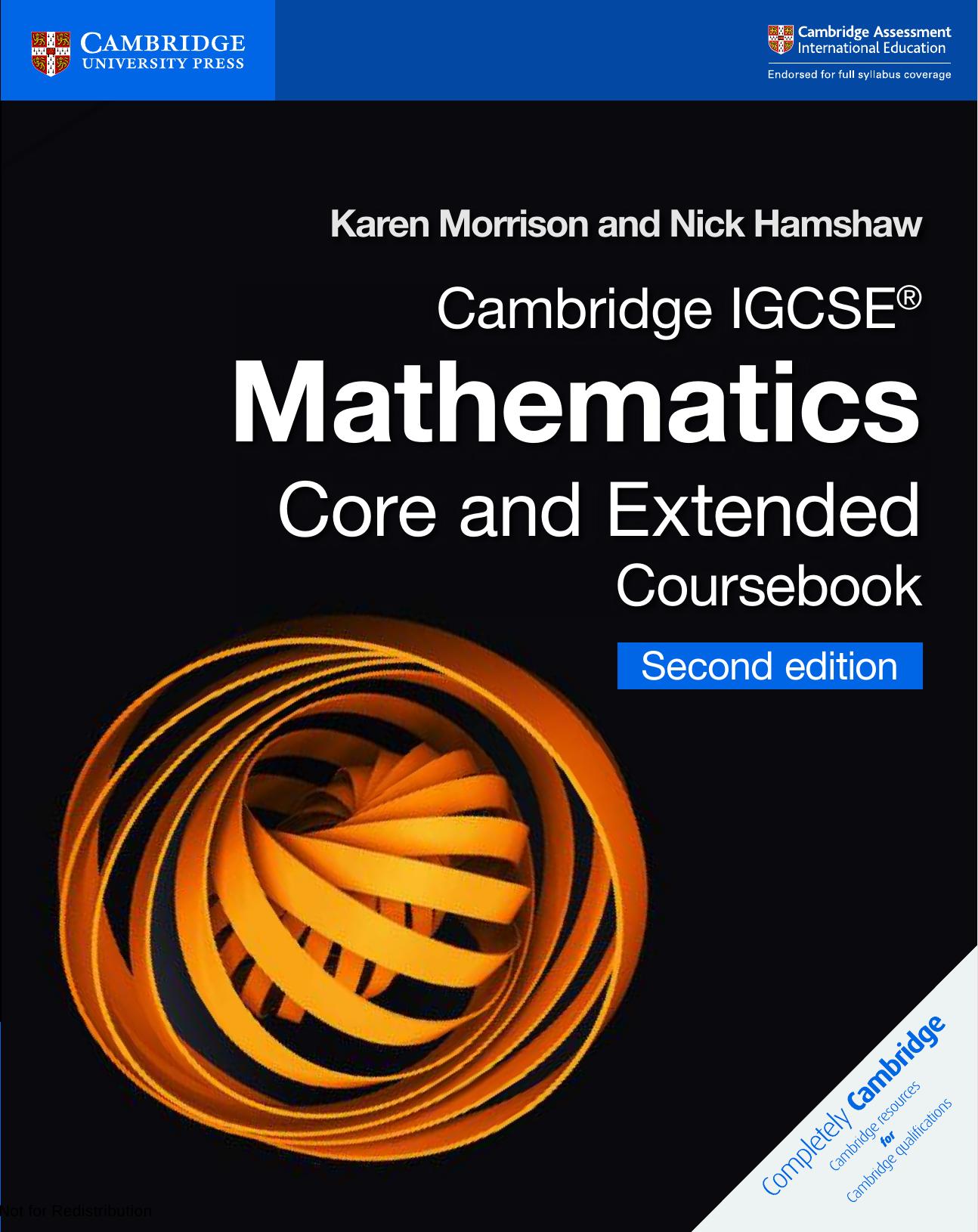 Cambridge IGCSE® Mathematics Coursebook Core and Extended Second Edition with Cambridge Online Mathematics (2 Years) (Cambridge International IGCSE)