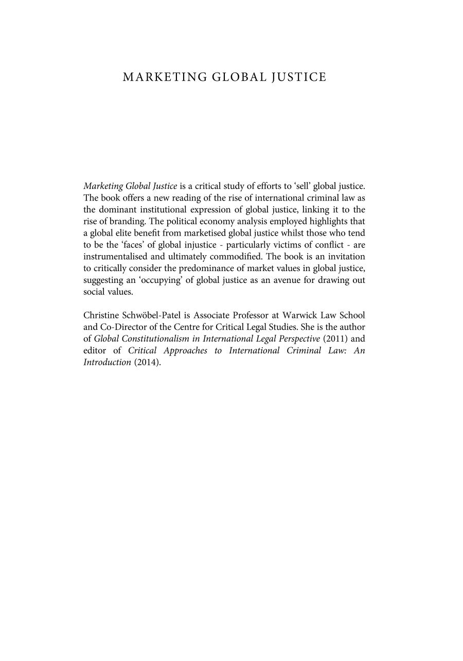 Marketing global justice the political economy of international criminal law