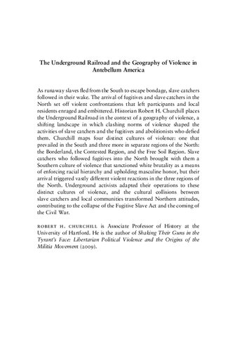 The Underground Railroad and the Geography of Violence in Antebellum America