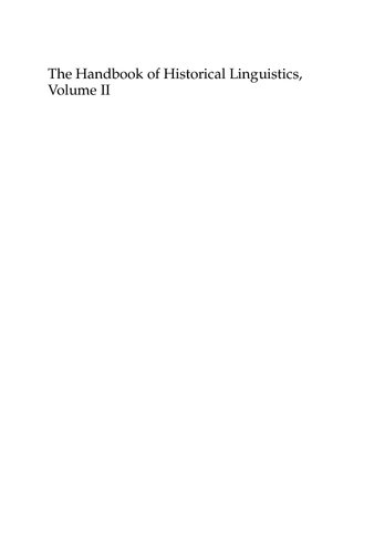 The Handbook of Historical Linguistics, Volume II