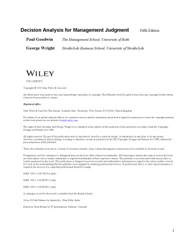 Decision Analysis for Management Judgment