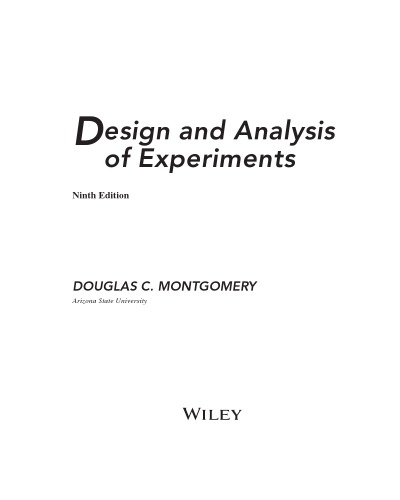 Design and Analysis of Experiments