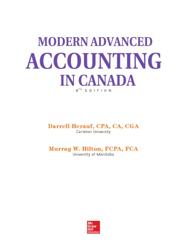 Modern Advanced Accounting in Canada