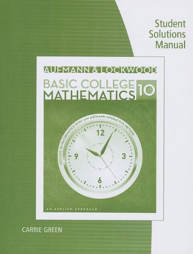 Student Solutions Manual for Aufmann/Lockwood's Basic College Math