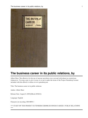 Business career in its public relations.