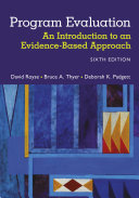 Program Evaluation: An Introduction to an Evidence-Based Approach