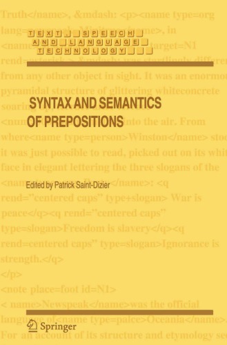 Syntax and Semantics of Prepositions