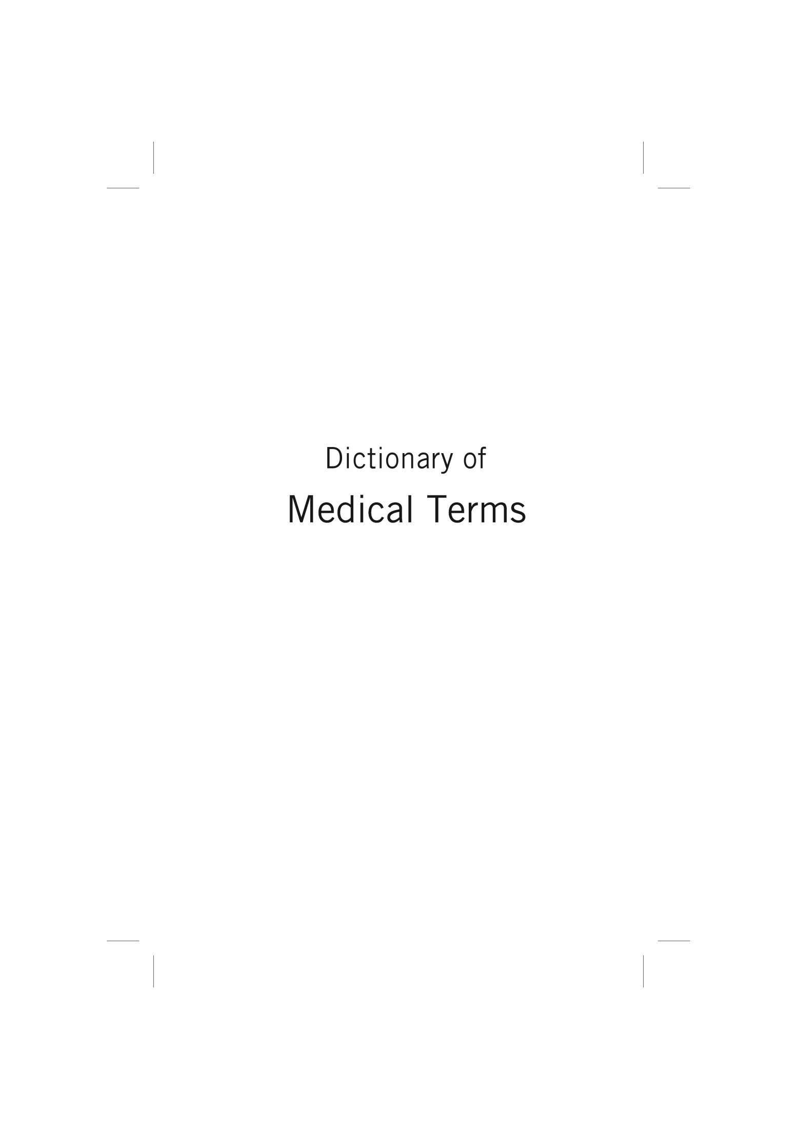 Dictionary Of Medical Terms