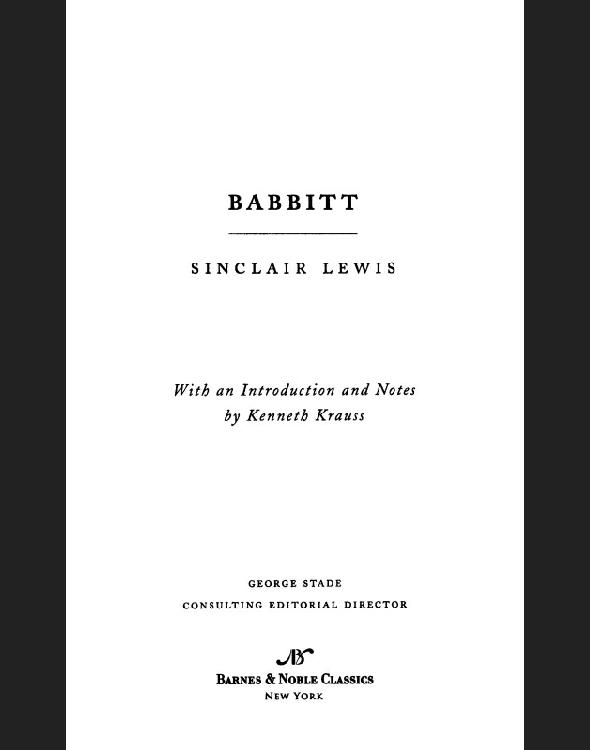 Babbitt (Barnes &amp; Noble Classics Series)