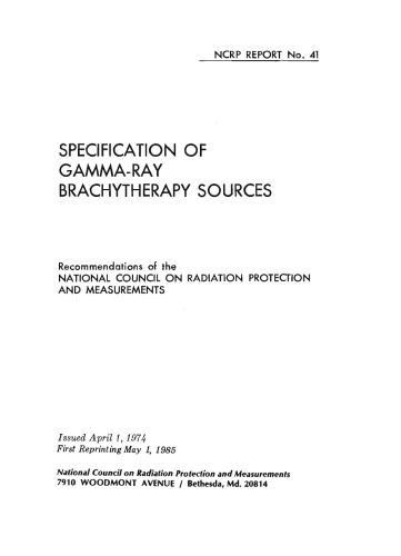 Specification of Gamma-Ray Brachytherapy Sources