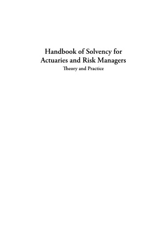 Handbook of Solvency for Actuaries and Risk Managers