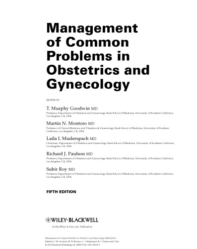 Management of common problems in obstetrics and gynecology